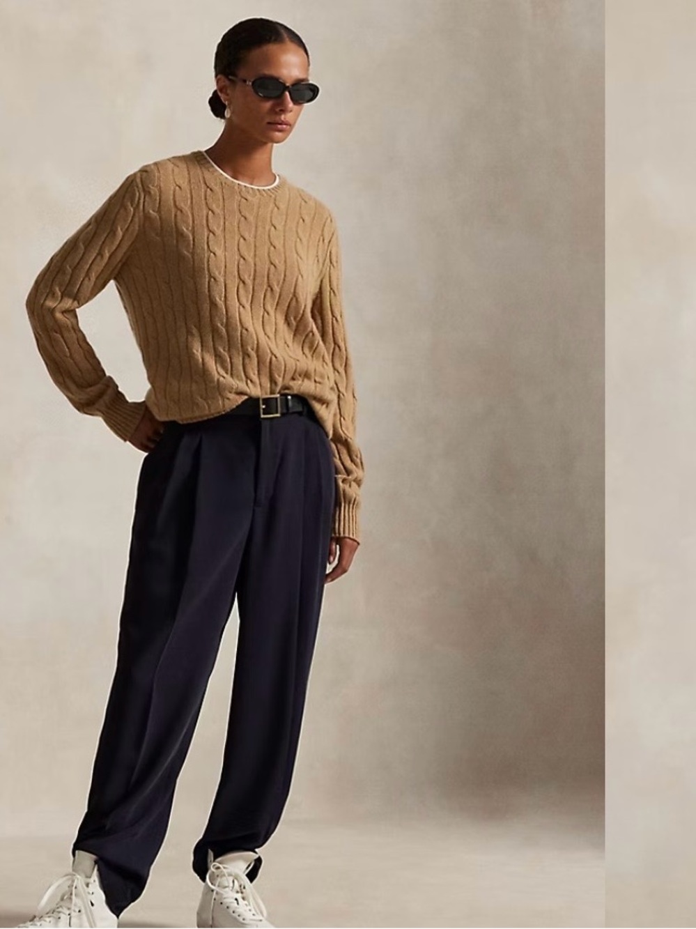 Polo Ralph Lauren The Iconic Cable-Knit CASHMERE Sweater Size M. ( Fits like S)